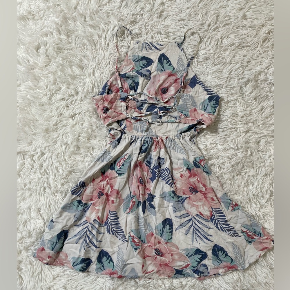 Hollister Y2K Resort Vacation Beach Preppy Corset Back Tropical Floral Dress M - Picture 6 of 8